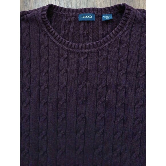 Y2K VTG IZOD Men’s XL Cable Knit Sweater Purple Knit Retro Streetwear Preppy - Picture 4 of 9